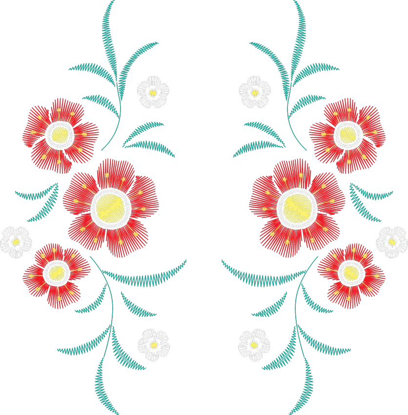 对称红罂粟花簇