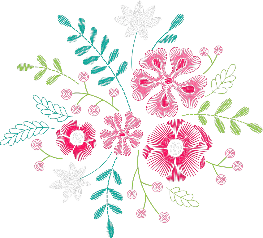 粉花青叶散枝