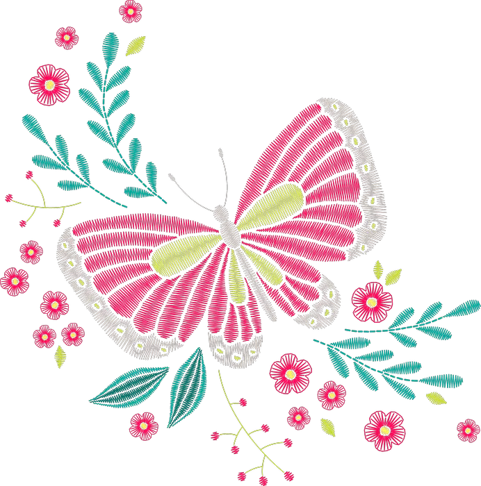 蕾丝粉蝶与小花