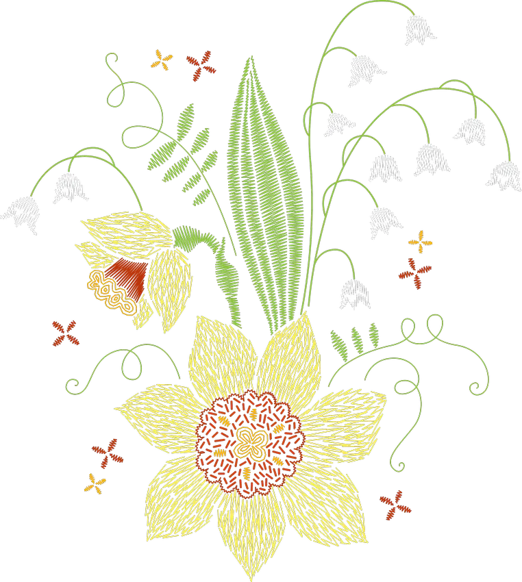 黄花与铃兰小枝